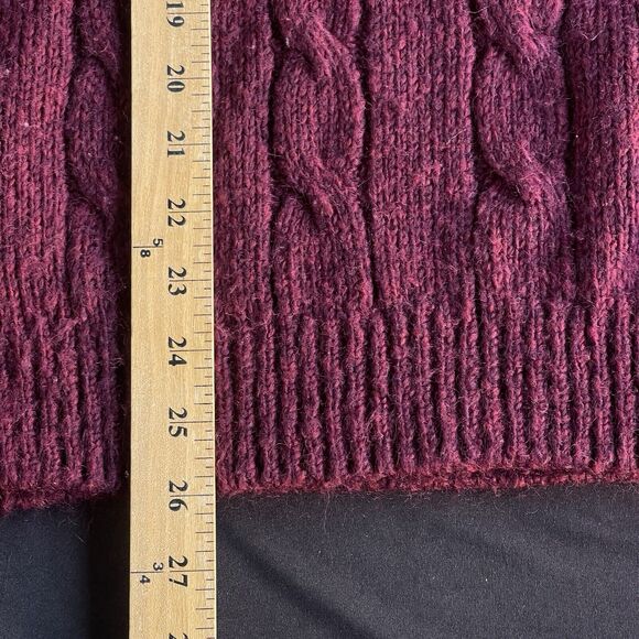 David Taylor Cable Knit Sweater Mens Extra Large Maroon Grandpa Winter Holiday - Picture 9 of 9